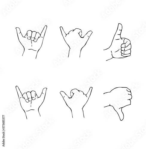 アロハサイン線画アイコン＿aloha_line