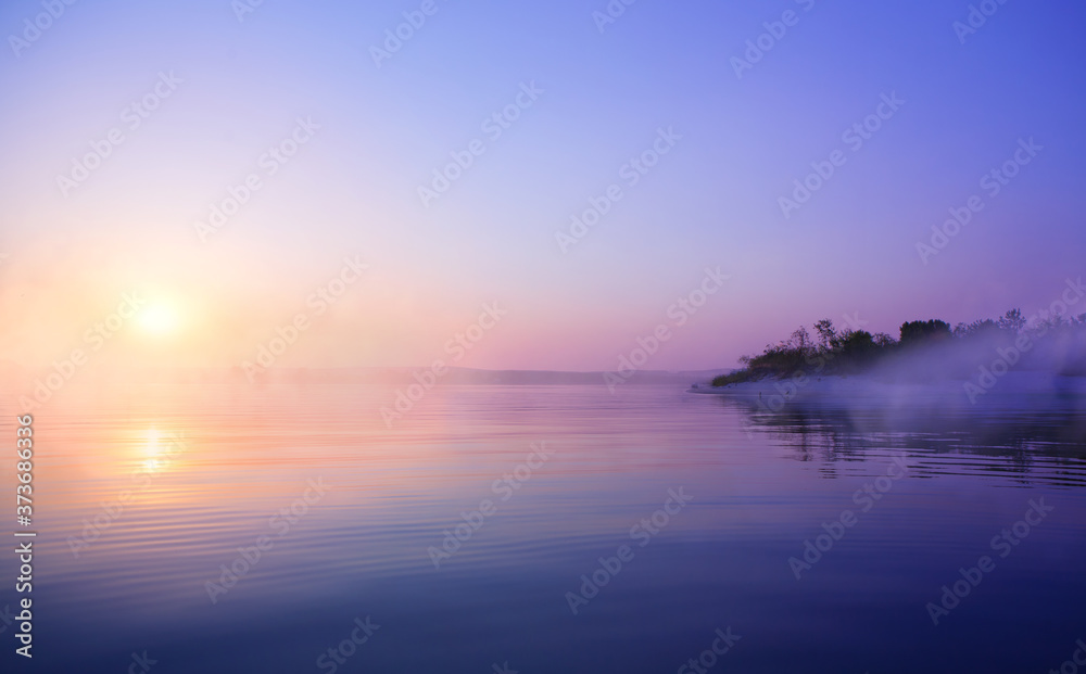 art Beautiful pink sunrise over the calm water art Beautiful pink sunrise over the calm water