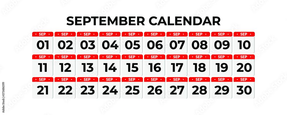 Set of September calendar icon