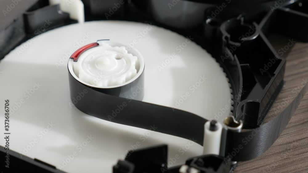 Close-up panning on opened video tape 4K video Close-up panning on opened video tape 4K video