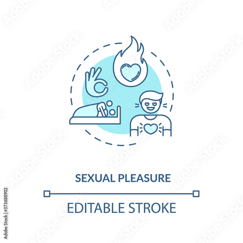 Sexual pleasure concept icon. Physical attraction, body sensations. Sex education, reproduction idea thin line illustration. Vector isolated outline RGB color drawing. Editable stroke