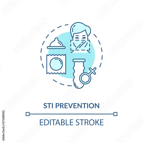 STI prevention concept icon. Contraception idea thin line illustration. Sexually transmitted diseases protection, safe sex education. Vector isolated outline RGB color drawing. Editable stroke