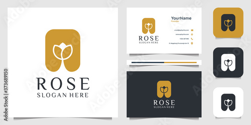 Rose logo illustraction vector graphic design. Good for spa, decoration, yoga, feminine, icon, advertising, and business card photo