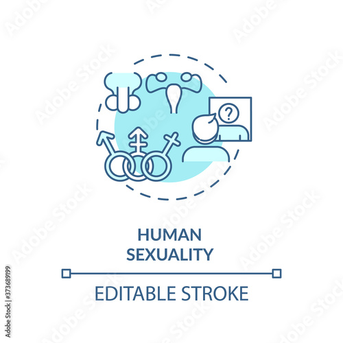 Human sexuality concept icon. Physiological and psychological aspects of sex education. Sexual diversity idea thin line illustration. Vector isolated outline RGB color drawing. Editable stroke