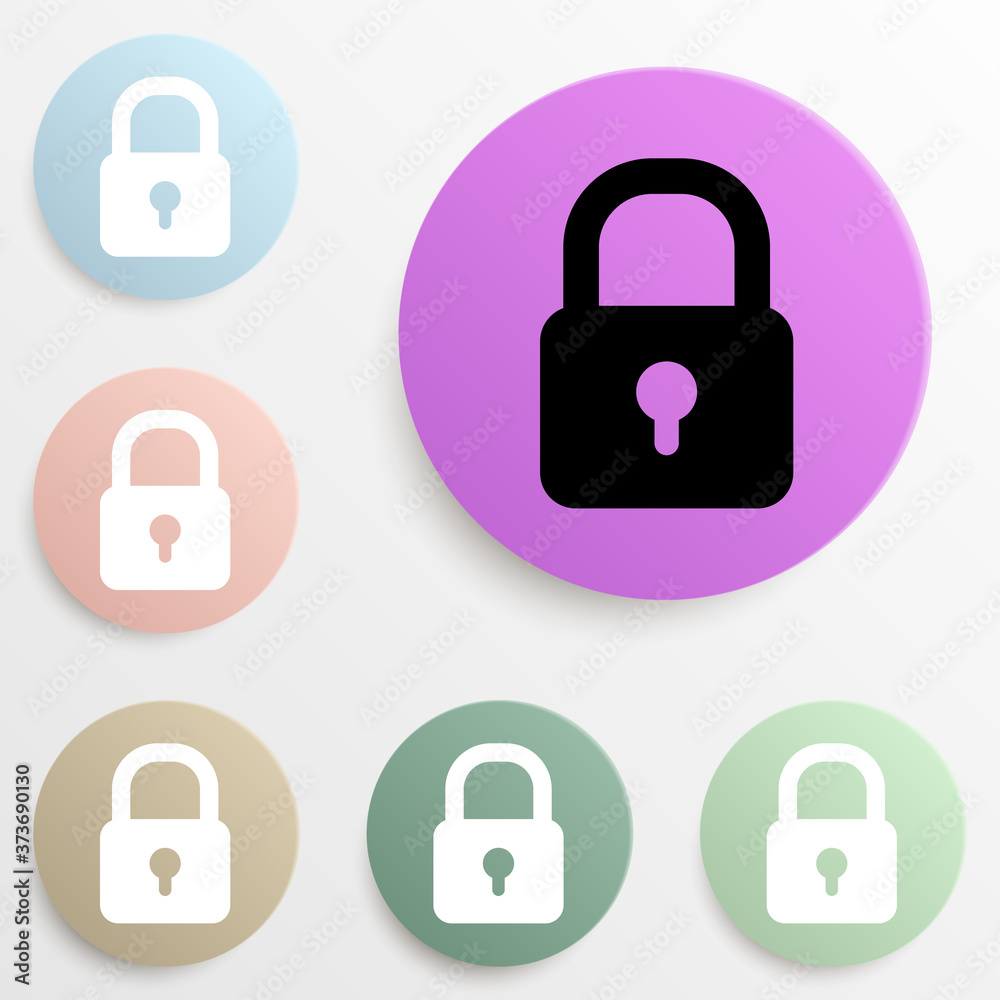 closed lock badge color set. Simple glyph, flat vector of web icons for ui and ux, website or mobile application closed lock badge color set. Simple glyph, flat vector of web icons for ui and ux, website or mobile application