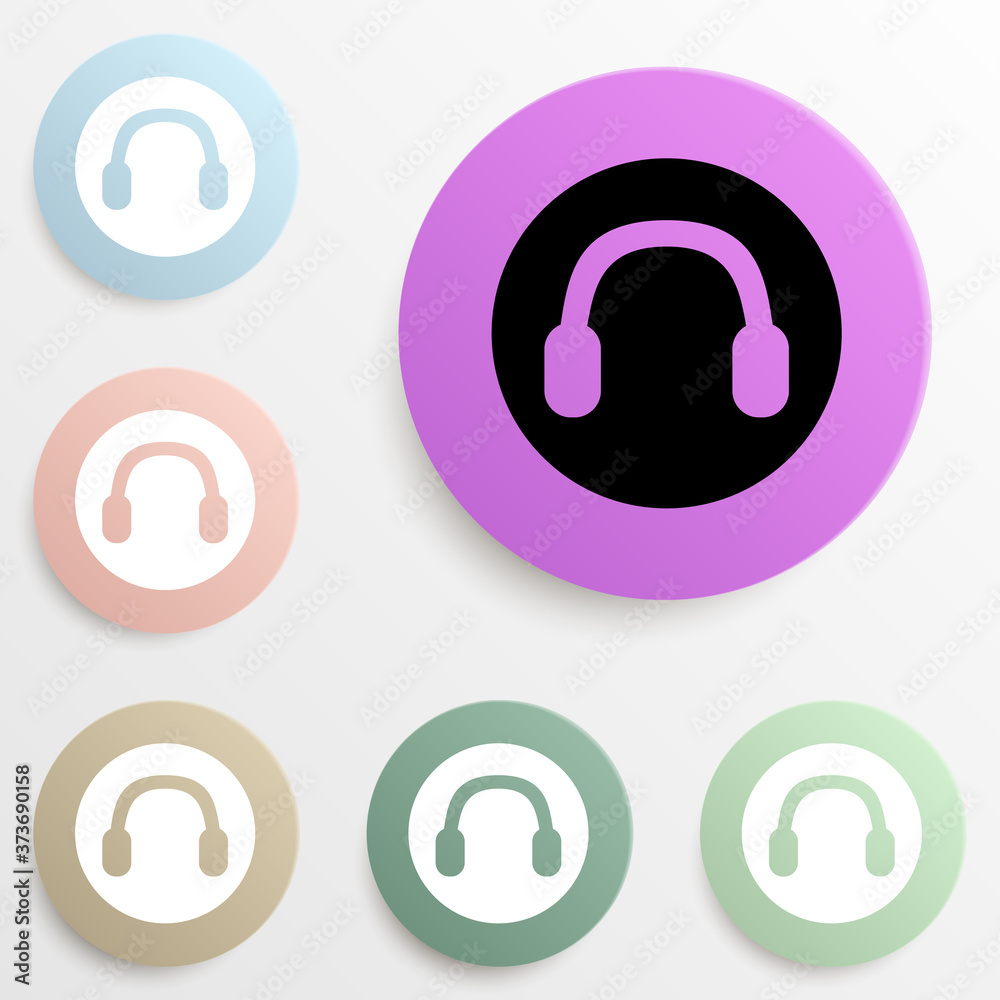 headphones in a circle badge color set. Simple glyph, flat vector of web icons for ui and ux, website or mobile application headphones in a circle badge color set. Simple glyph, flat vector of web icons for ui and ux, website or mobile application