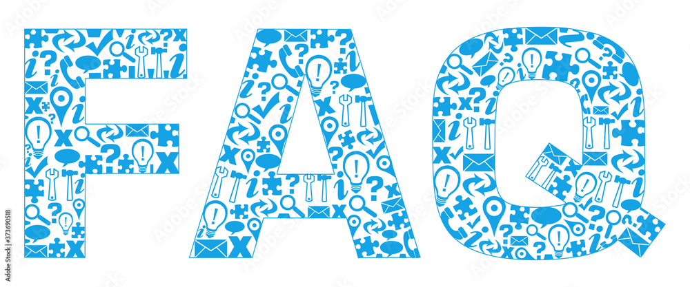 FAQ Text Filled With Conceptual Symbols Blue Isolated
FAQ Text Filled With Conceptual Symbols Blue Isolated