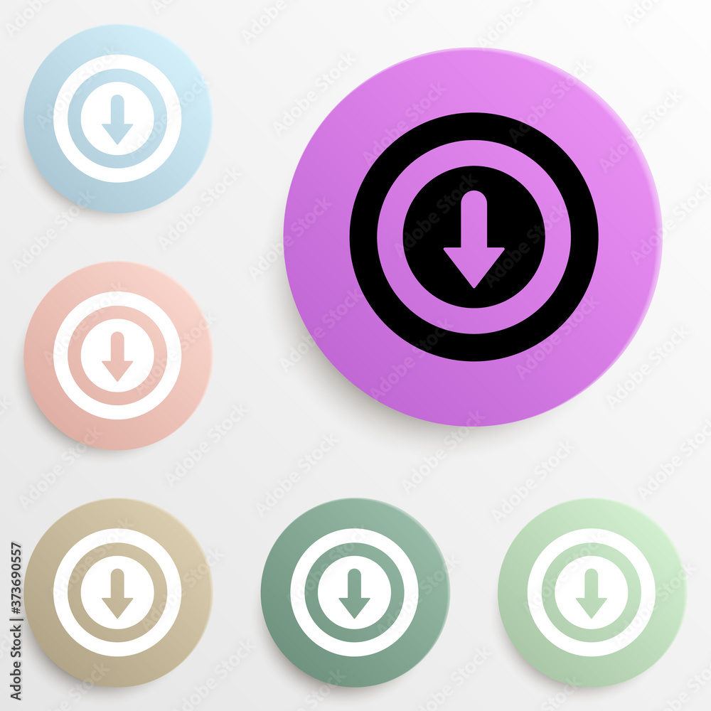 down arrow in a circle badge color set. Simple glyph, flat vector of web icons for ui and ux, website or mobile application down arrow in a circle badge color set. Simple glyph, flat vector of web icons for ui and ux, website or mobile application