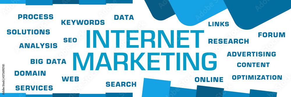 Internet Marketing Word Cloud Abstract Blue Background Internet Marketing Word Cloud Abstract Blue Background