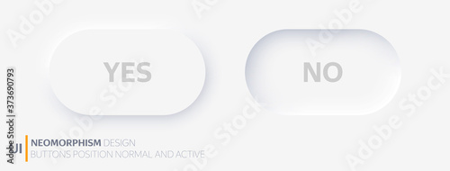Yes No buttons position normal and active. Yes and No. Normal and hover / active. Neumorphism design. Stock vector illustration EPS10