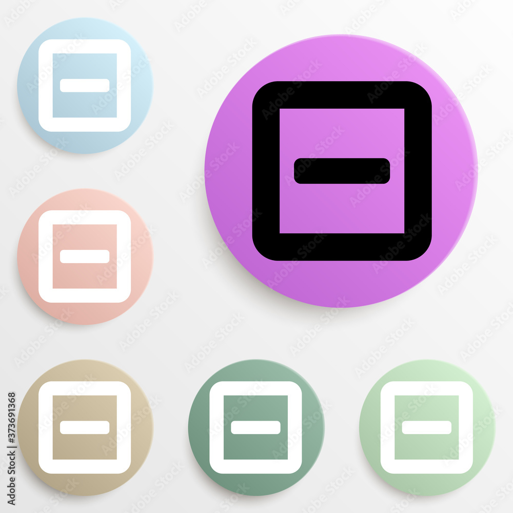 minus in the box badge color set. Simple glyph, flat vector of web icons for ui and ux, website or mobile application minus in the box badge color set. Simple glyph, flat vector of web icons for ui and ux, website or mobile application