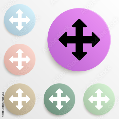 arrows on the cross badge color set. Simple glyph, flat vector of web icons for ui and ux, website or mobile application