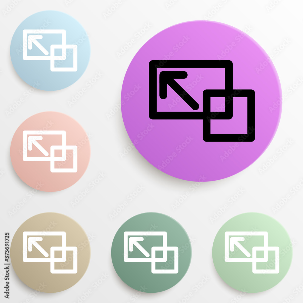 desktop zoom sign badge color set. Simple glyph, flat vector of web icons for ui and ux, website or mobile application desktop zoom sign badge color set. Simple glyph, flat vector of web icons for ui and ux, website or mobile application