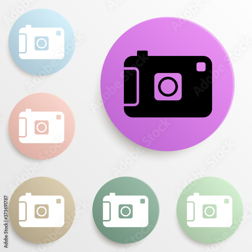 camera badge color set. Simple glyph, flat vector of web icons for ui and ux, website or mobile application