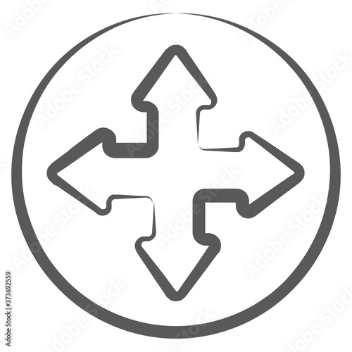 
Four way arrows icon in modern linear style, 
