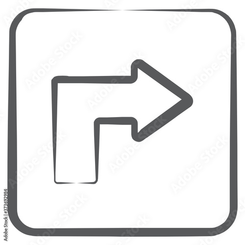 
Vector style of turn right concept, direction arrow
