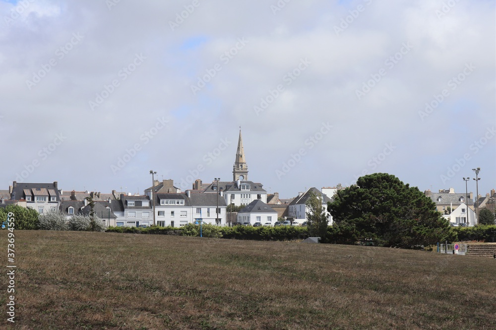Vue d'ensemble du village de Port-Louis, ville de Port-Louis, département du Morbihan, région Bretagne, France