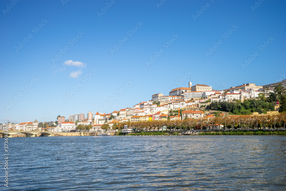 Coimbra cityscape seen from Mondego river,  Portugal