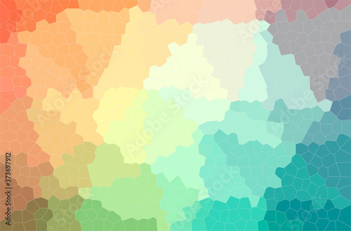 Abstract illustration of blue, green, orange Small Hexagon background
