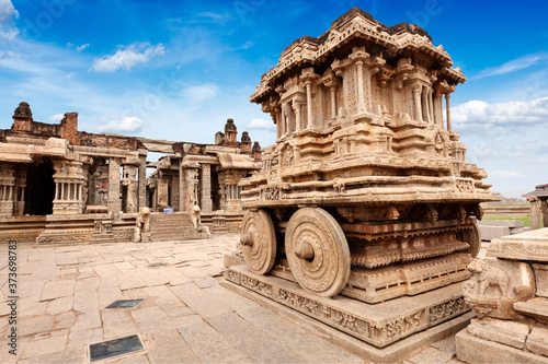 Stone chariot in Vittala temple. Hampi, Karnataka, India photo