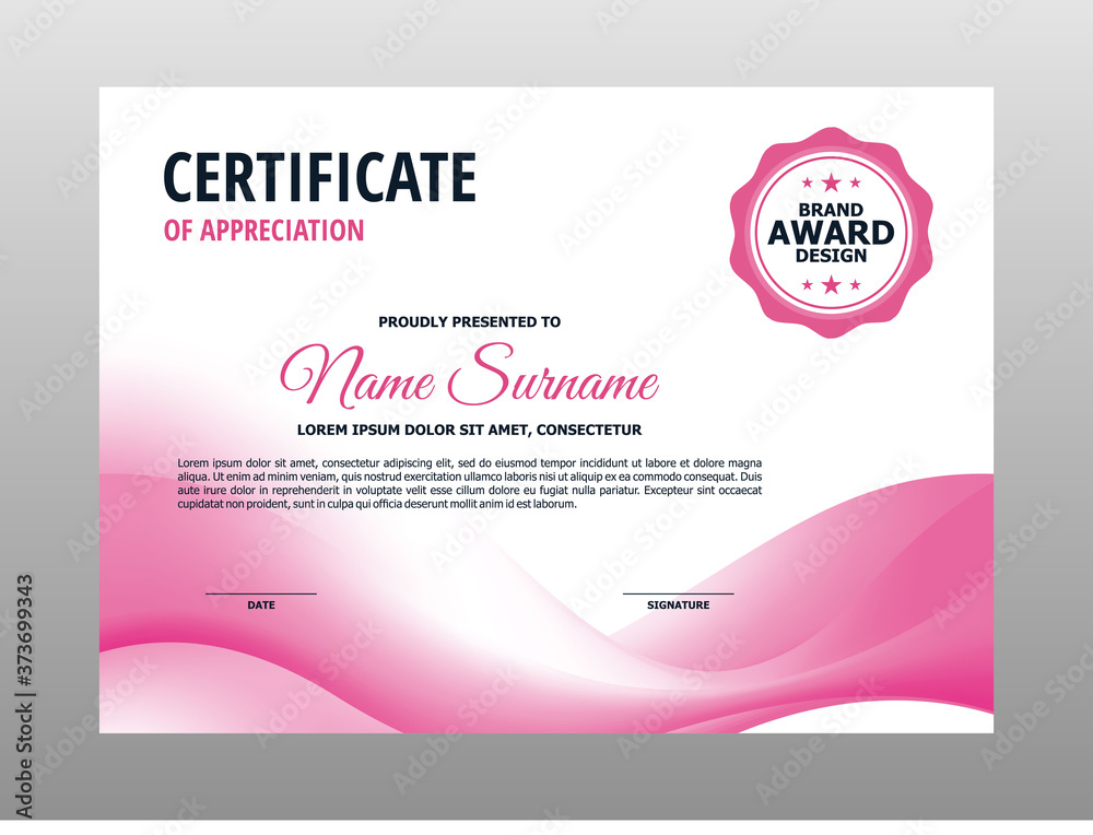 Fototapeta premium Abstract Blurry Pink White Wavy Certificate Design, Professional Modern Certificate Template Vector