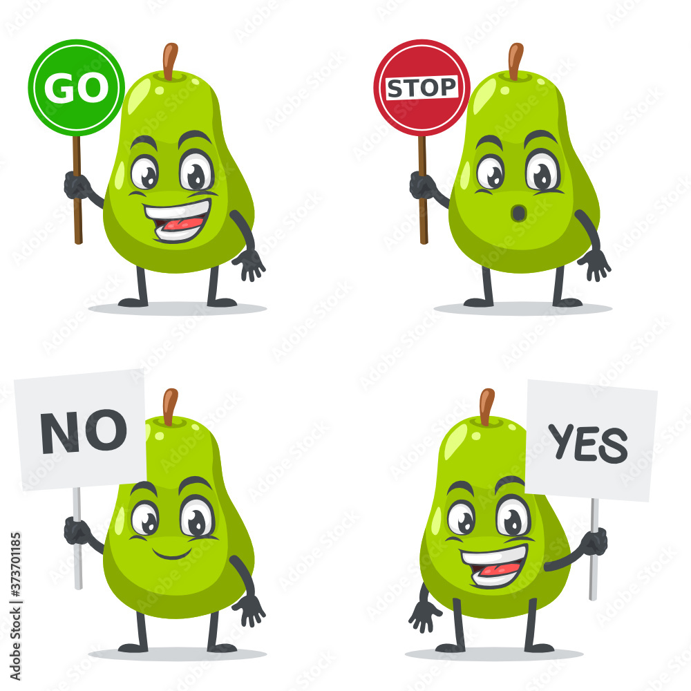 vector illustration of pear mascot or par character collection set with sign theme vector illustration of pear mascot or par character collection set with sign theme