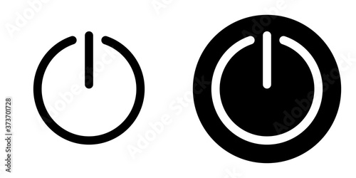 Conjunto de iconos del botón de encendido Black Line. On Off Botones Ilustración. Símbolo de inicio. Logotipo de cierre. Señal de cierre de sesión. Aislado. Variaciones