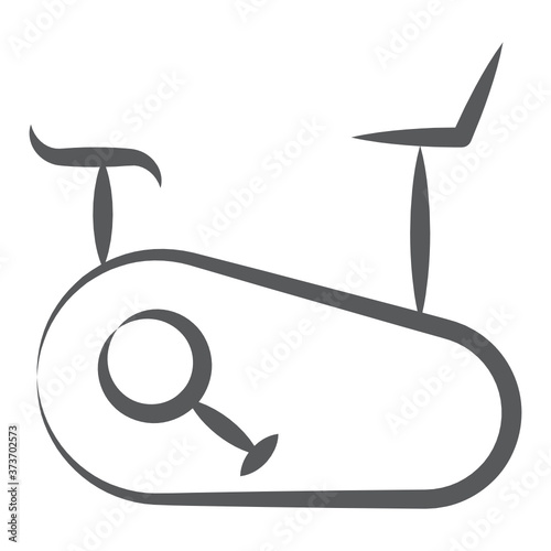 
Stationary bike vector in modern hand drawn style 
