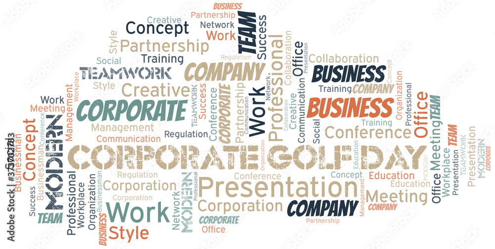 Corporate Golf Day vector word cloud, made with text only.