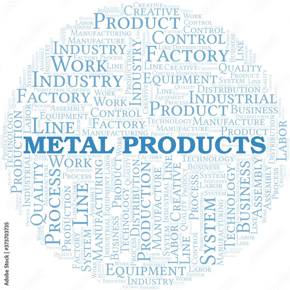 Metal Products word cloud create with text only.
