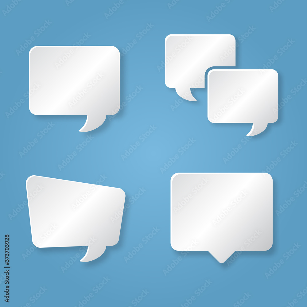 Communication square bubbles in paper style on the blue background Communication square bubbles in paper style on the blue background