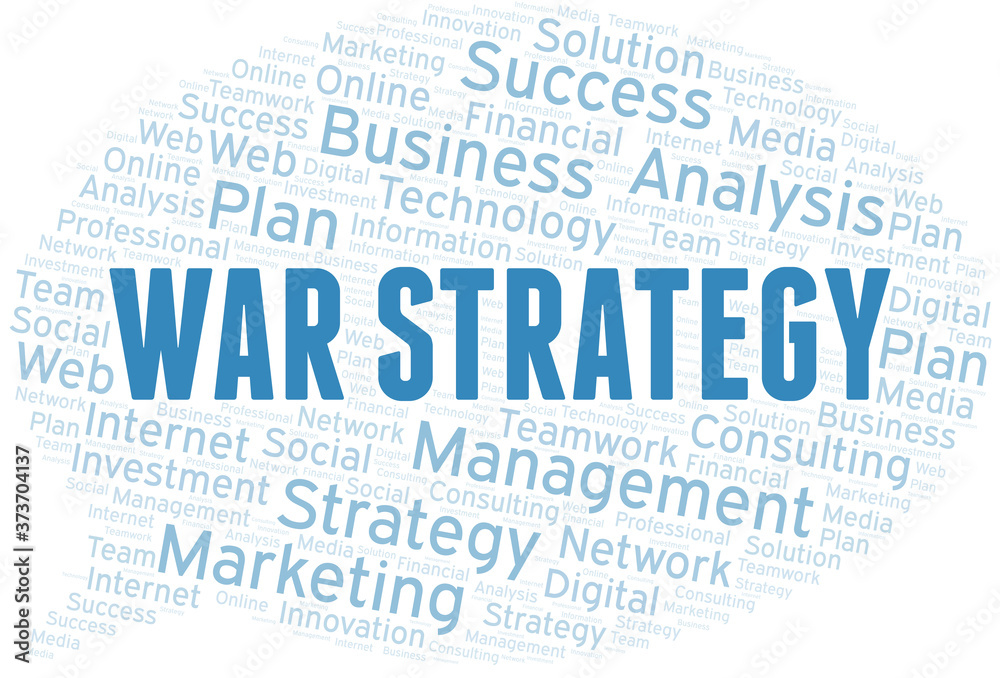 War Strategy word cloud create with text only. War Strategy word cloud create with text only.