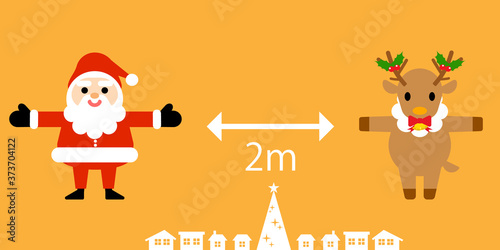 ソーシャルディスタンス　サンタ　トナカイ