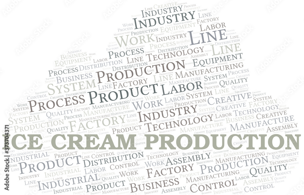 Ice Cream Production word cloud create with text only. Ice Cream Production word cloud create with text only.