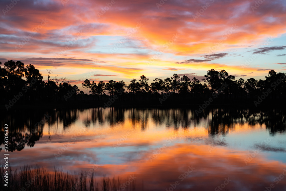 Florida Babcock Webb Wildlife Management Area Sunsrise over the Lake