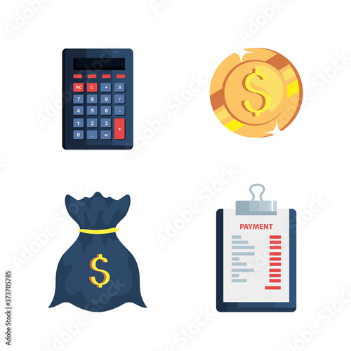 set of calculator and finance icons vector illustration design
