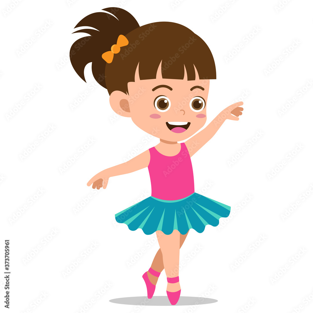 Little Ballerina Girl Posing Ballet Dance on a White Background Little Ballerina Girl Posing Ballet Dance on a White Background