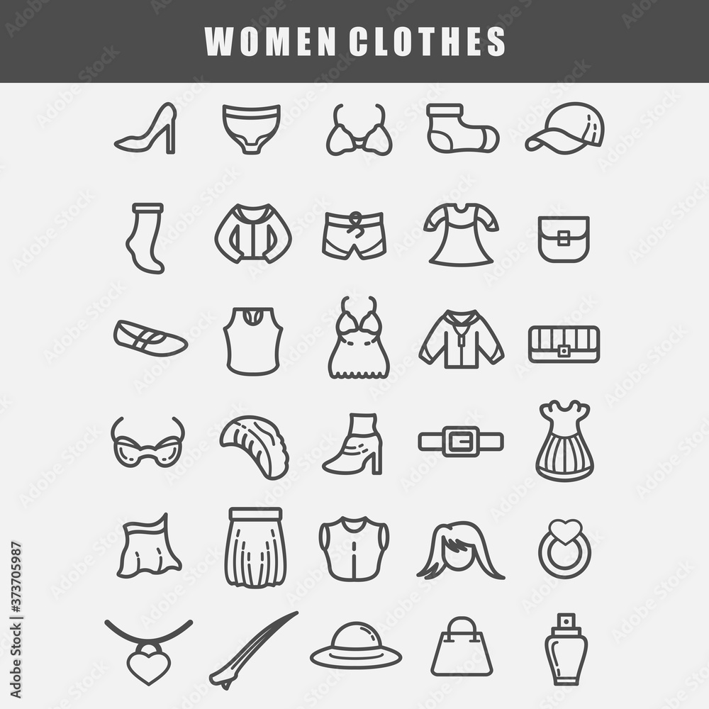 women clothes icon set vector women clothes icon set vector