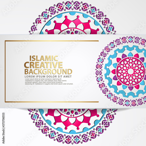 Arabic arabesque design greeting card backgrounds for major Islamic events. vector illustration
