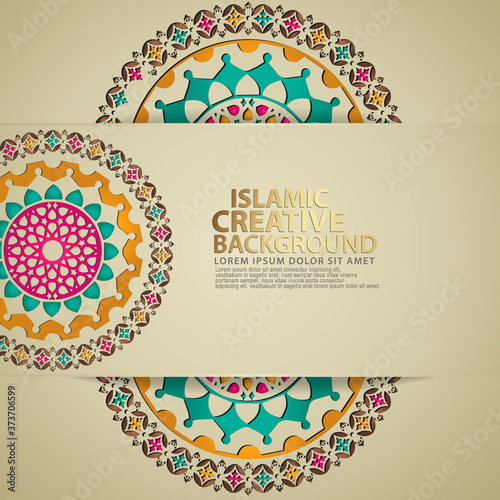 Arabic arabesque design greeting card backgrounds for major Islamic events. vector illustration