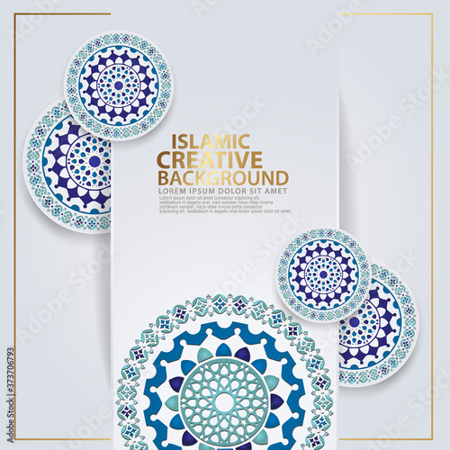 Arabic arabesque design greeting card backgrounds for major Islamic events. vector illustration