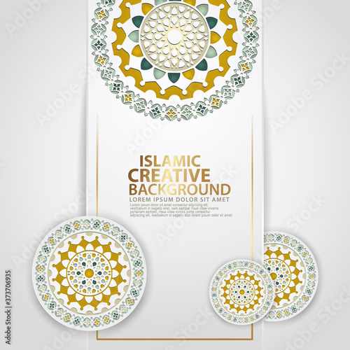 Arabic arabesque design greeting card backgrounds for major Islamic events. vector illustration
