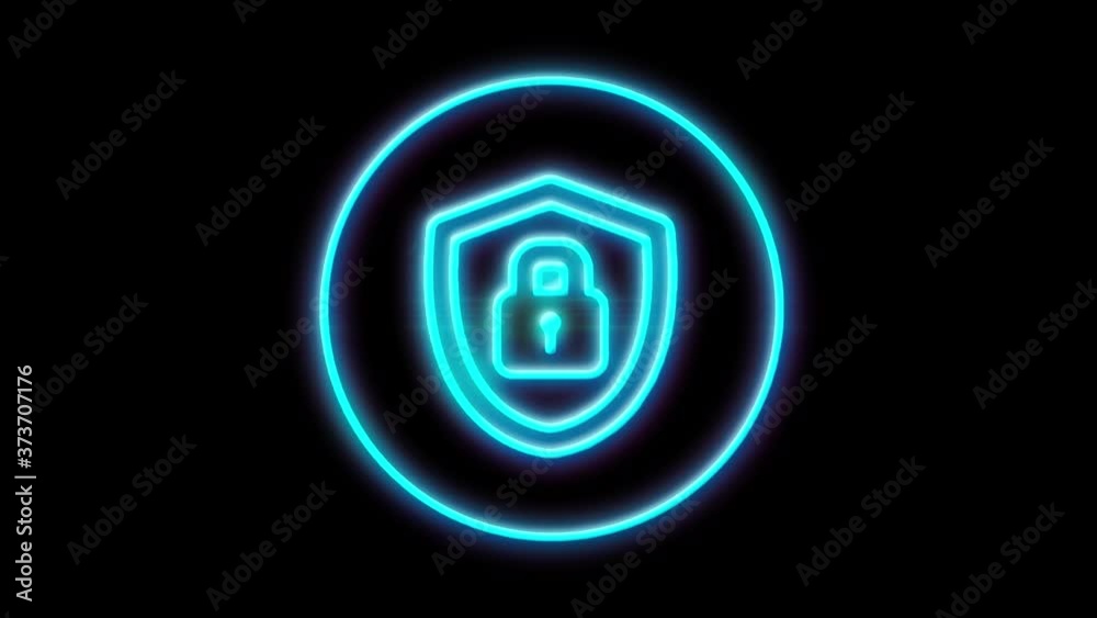 Cyber security data protection business technology privacy concept. Neon  flicker.