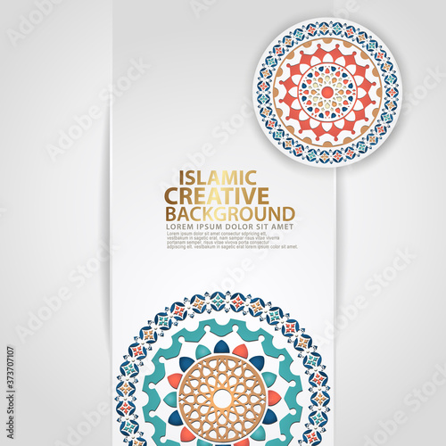 Arabic arabesque design greeting card backgrounds for major Islamic events. vector illustration