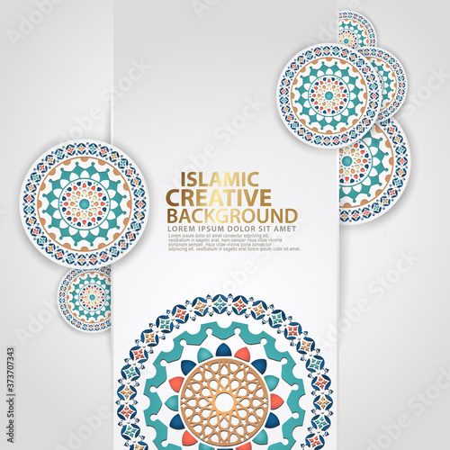 Arabic arabesque design greeting card backgrounds for major Islamic events. vector illustration