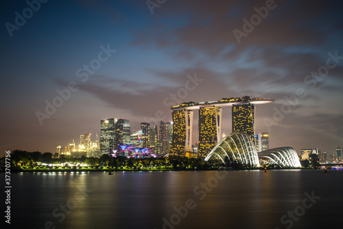 Singapore Skyline View at Night