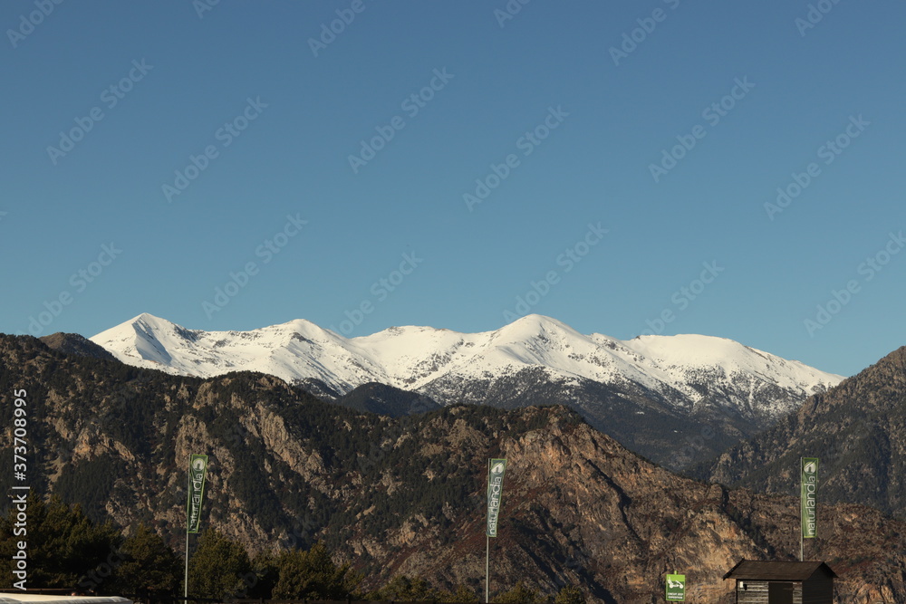 Mountain range covered in white snow