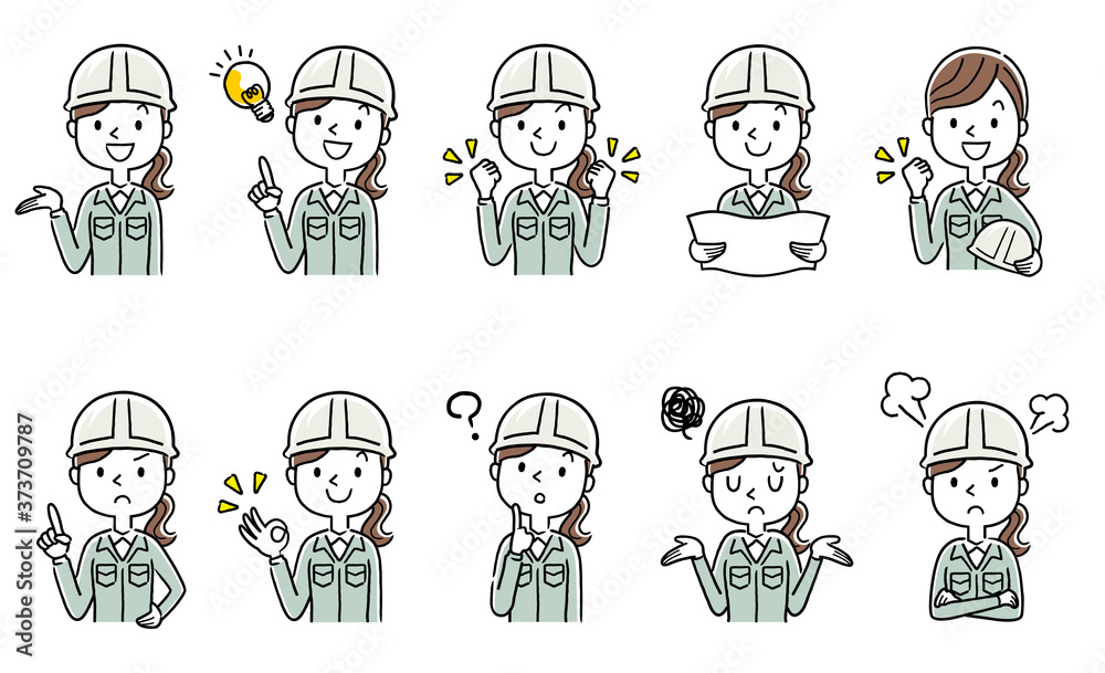 Stock illustration: young women in work clothes set, collection Stock illustration: young women in work clothes set, collection
