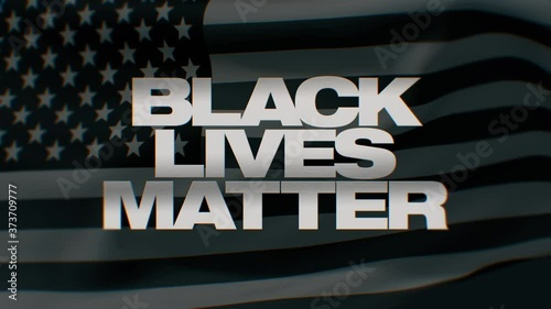 Black Lives Matter on USA flag photo