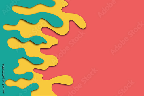 Teal, yellow and pink paper cut out effect, abstract retro background